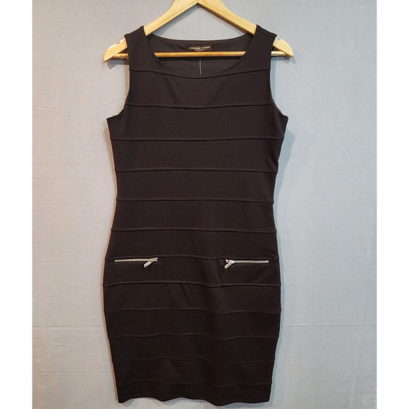 Adrienne Vittadini Flirtation Women's Sleeveless Stretch Midi Dress Black SZ 10 - Picture 1 of 10